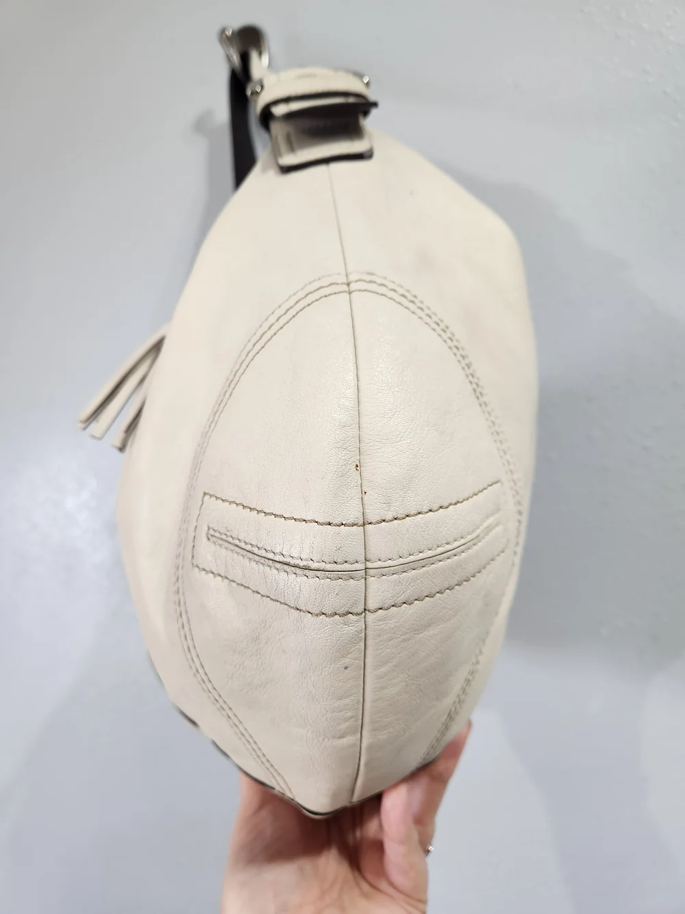 Coach Cream Leather Soho Hobo Dark Brown Strap Y2k Xl Hobo 13x11 Vintage 2005
